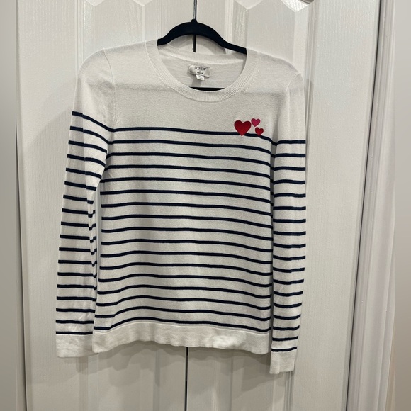 J. Crew Striped Sweater with Heart Accents - Picture 1 of 4